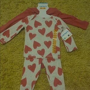 Carter's Red and Gray Matching Pajama Set with Heart Design